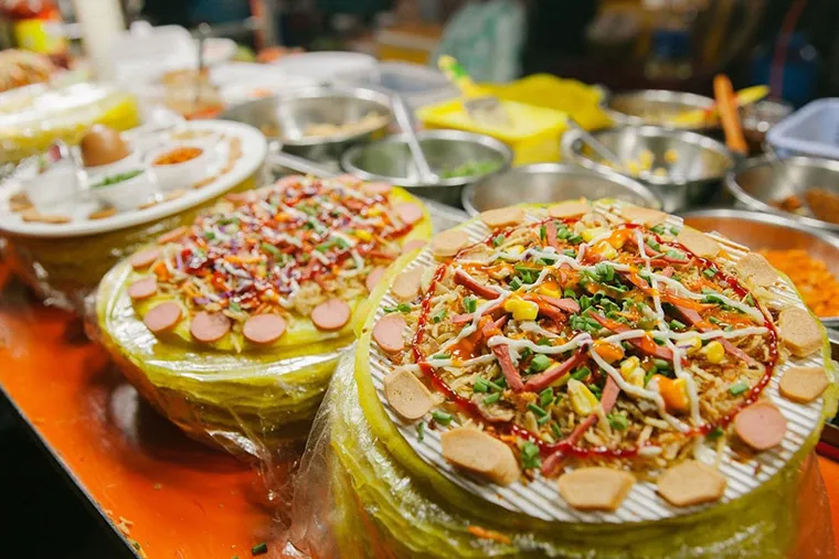 Delicious grilled rice paper at the night markets