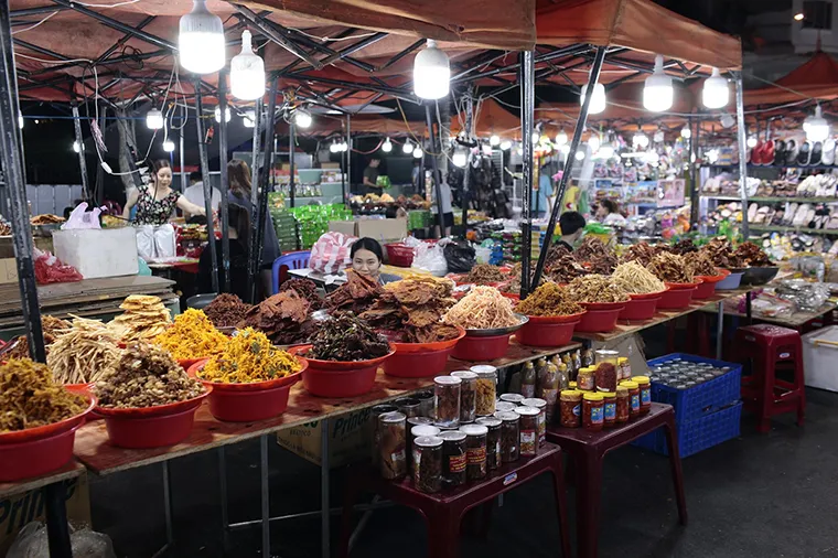 Dry food stalls at the night market