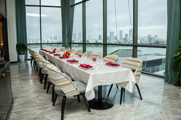 A lovely view straight towards the city center and Han River from the restaurant at Novotel Da Nang 