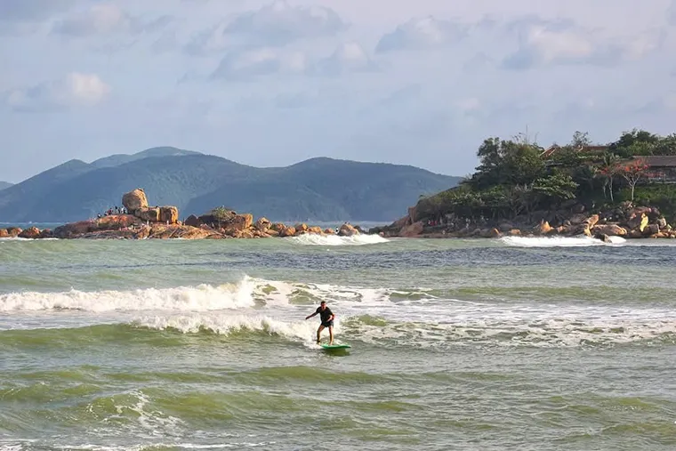 Surfing on Nha Trang sea surface helps visitors experience a feeling of strength and excitement