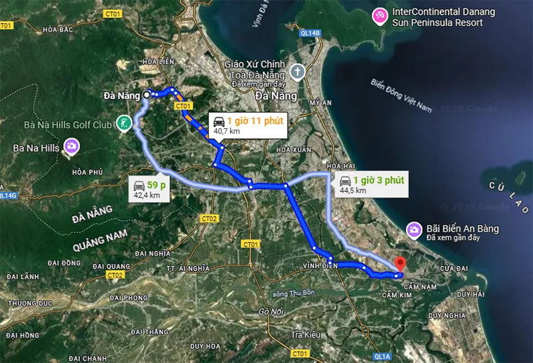 Distance from Da Nang to Hoi An