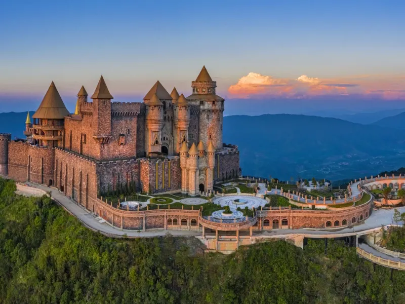 Moon Castle at Ba Na Hills, opened in 2022, features Gothic architecture, mythical creatures, and medieval-themed attractions