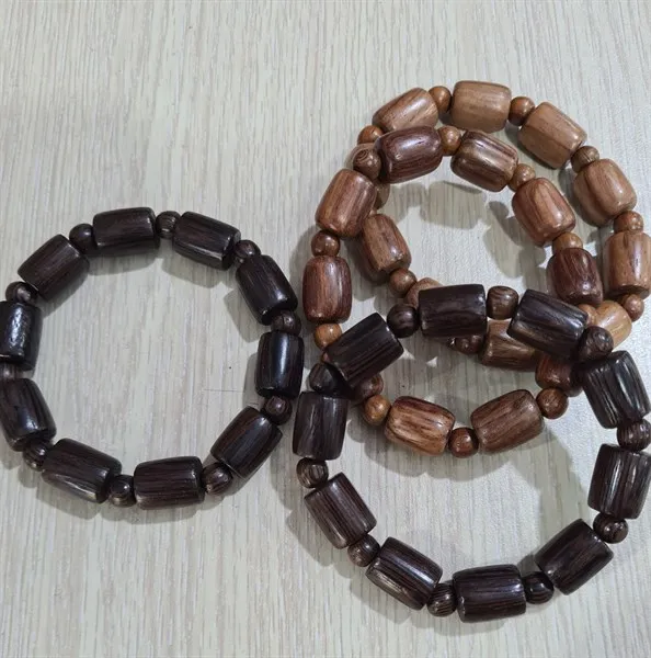 Round Ebony Wood Bead Bracelet